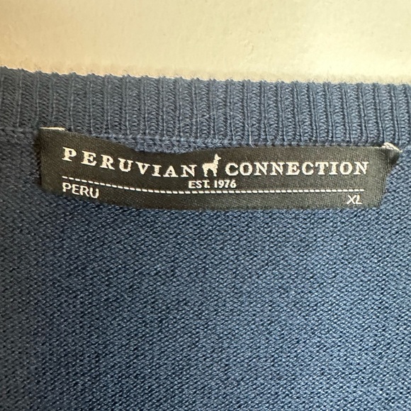 PERUVIAN CONNECTION Blue Pima Cotton Blend  Open Front Cardigan Sweater Size XL - Picture 7 of 14